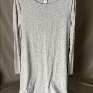 Gray Long Sleeve Swing Dress